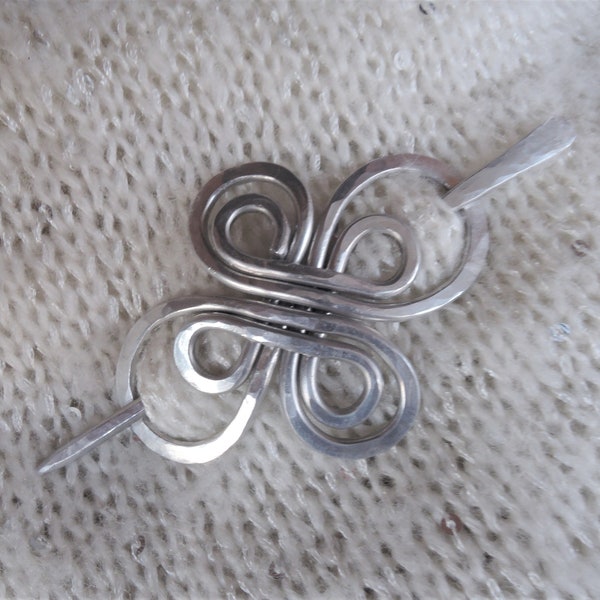 Celtic Shawl Pin / Hair barrette /Brooch/Cardigan clip Silver Aluminum Spiral Infinity fastener Jewelry Knitting Accessories