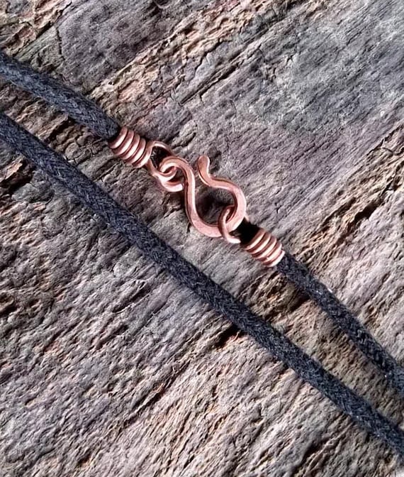 Men's Cotton Cord Necklace 3 mm Thick jewelry cord - Clasp in copper, brass, sterling silver
