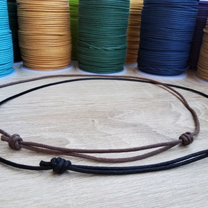 Collar de cordón de algodón ajustable de 2 mm, unisex, con nudos corredizos, para joyería, gargantilla para colgante, collar de hilo.