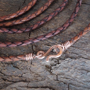 Leren koord ketting 3 mm bruin dik sieradenkoord Verontruste echte natuurlijke kleurstof gevlochten lederen sluiting in koper, messing, sterlingzilver