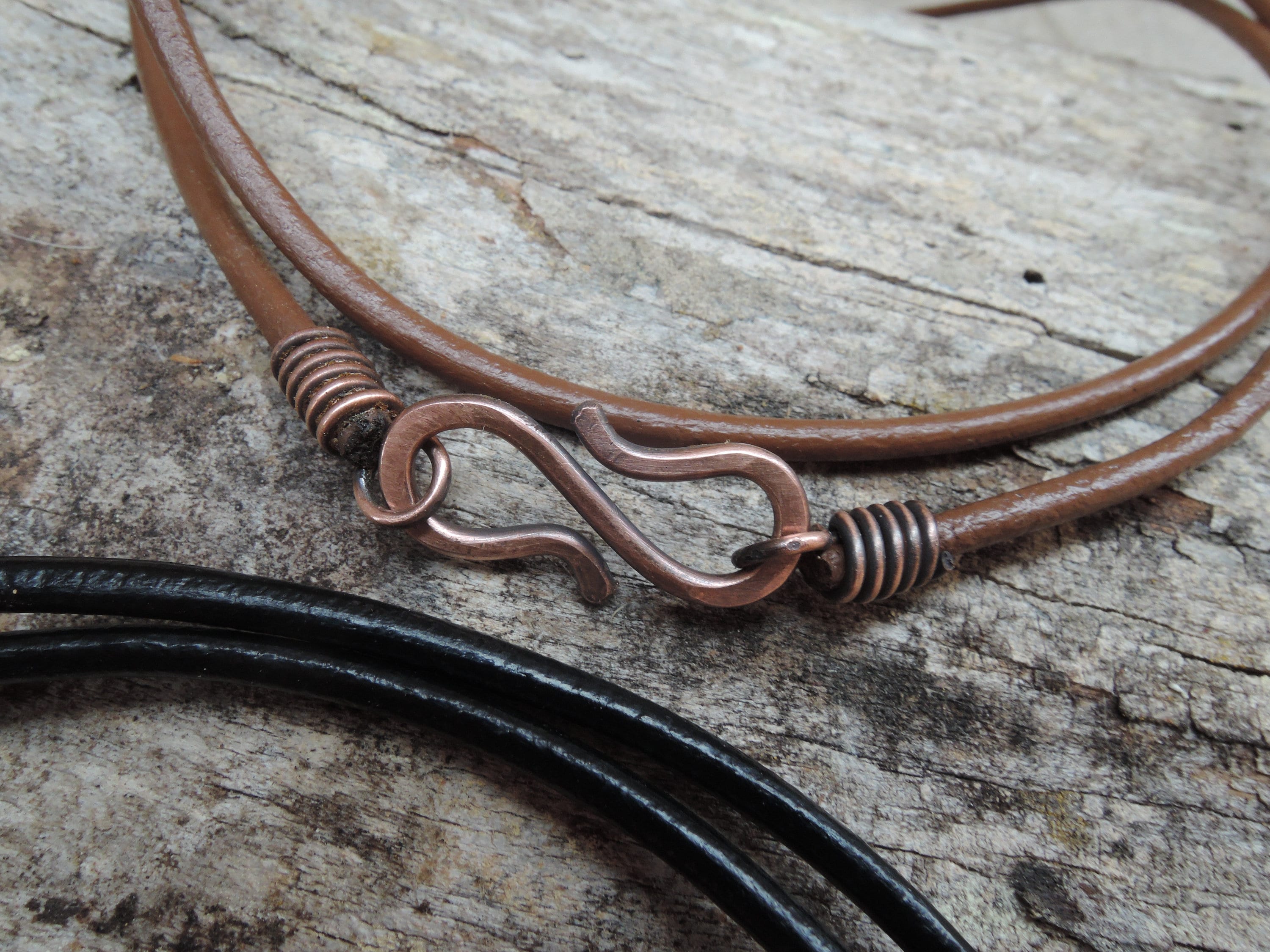 Unisex Genuine Brown Leather Cord Necklace .925 Silver Clasp 20 Inch