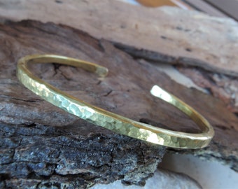 Hammered brass cuff mens or womens - Strong solid cuff bracelet - Simple minimalist