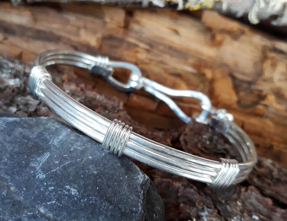 Men's Sterling Silver Bracelet Unisex Wire Wrapped | Etsy