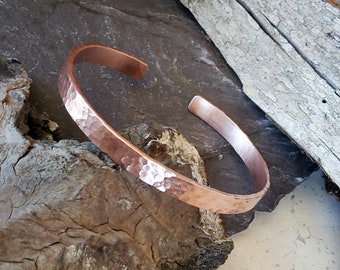 Copper cuff mens womens - Textured hammered unisex copper bracelet - can be customized