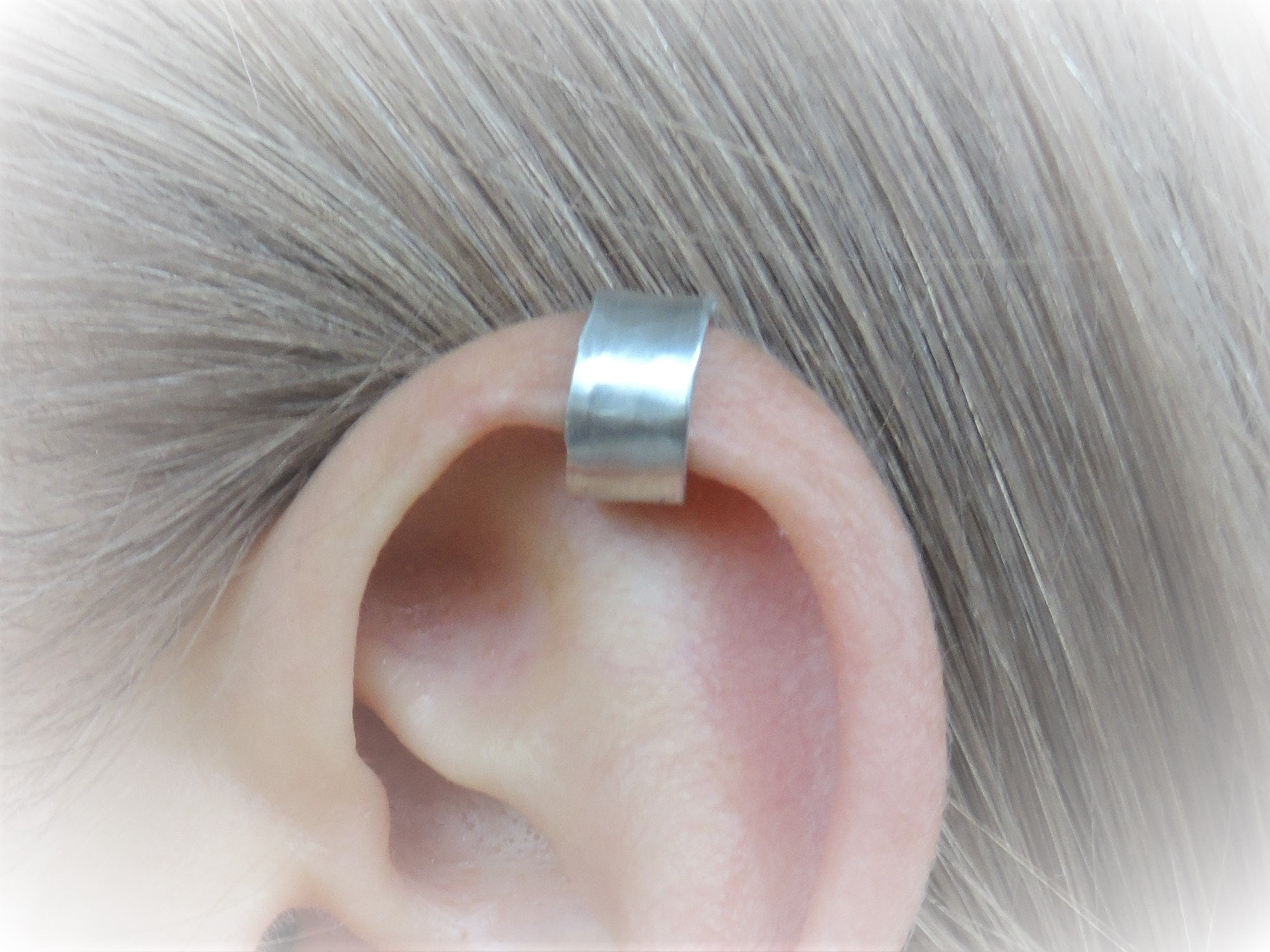 5 mm Upper ear cuff Mens Unisex Helix cuff earring Minimalist  Sterling silver  Aluminum Copper Hammered, brushed or smooth surface