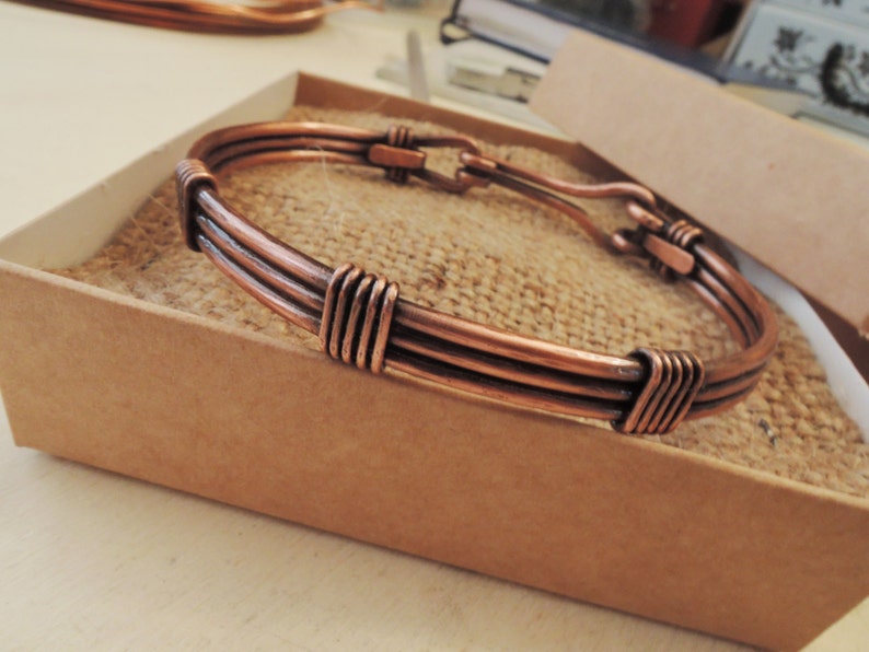 Copper bangle bracelet Vintage copper wire wrapped men's Etsy
