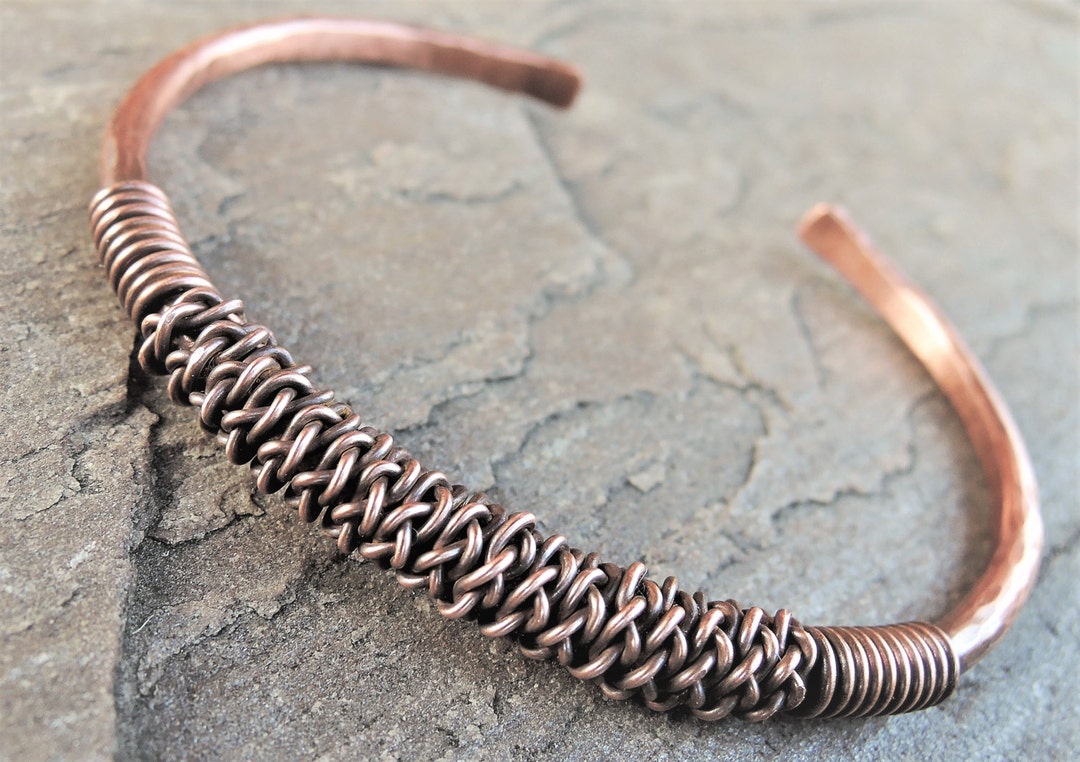 Mens Copper Cuff Bracelet Unisex Hammered Copper Bangle Rustic Copper
