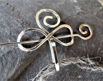 Portuguese knitting pin / necklace - German silver - Knitter's gift - Hook knitting pin jewelry