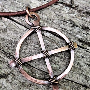 Celtic cross pendant - Odin&#39;s cross - Solar Cross - Wheel Cross Pendant - Copper Norse Sun Cross - Wiccan and Pagan Sun Cross