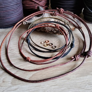 Leather Cord Necklace 2 mm 2.5 mm 3 mm Sliding knots Adjustable Genuin natural dye jewelry cord Choker for pendant Leather string