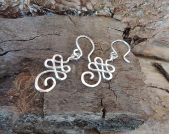 Unalome earrings - Sterling silver, german silver or silver plated - Spiral swirly unalome jewelry - Enlightenment