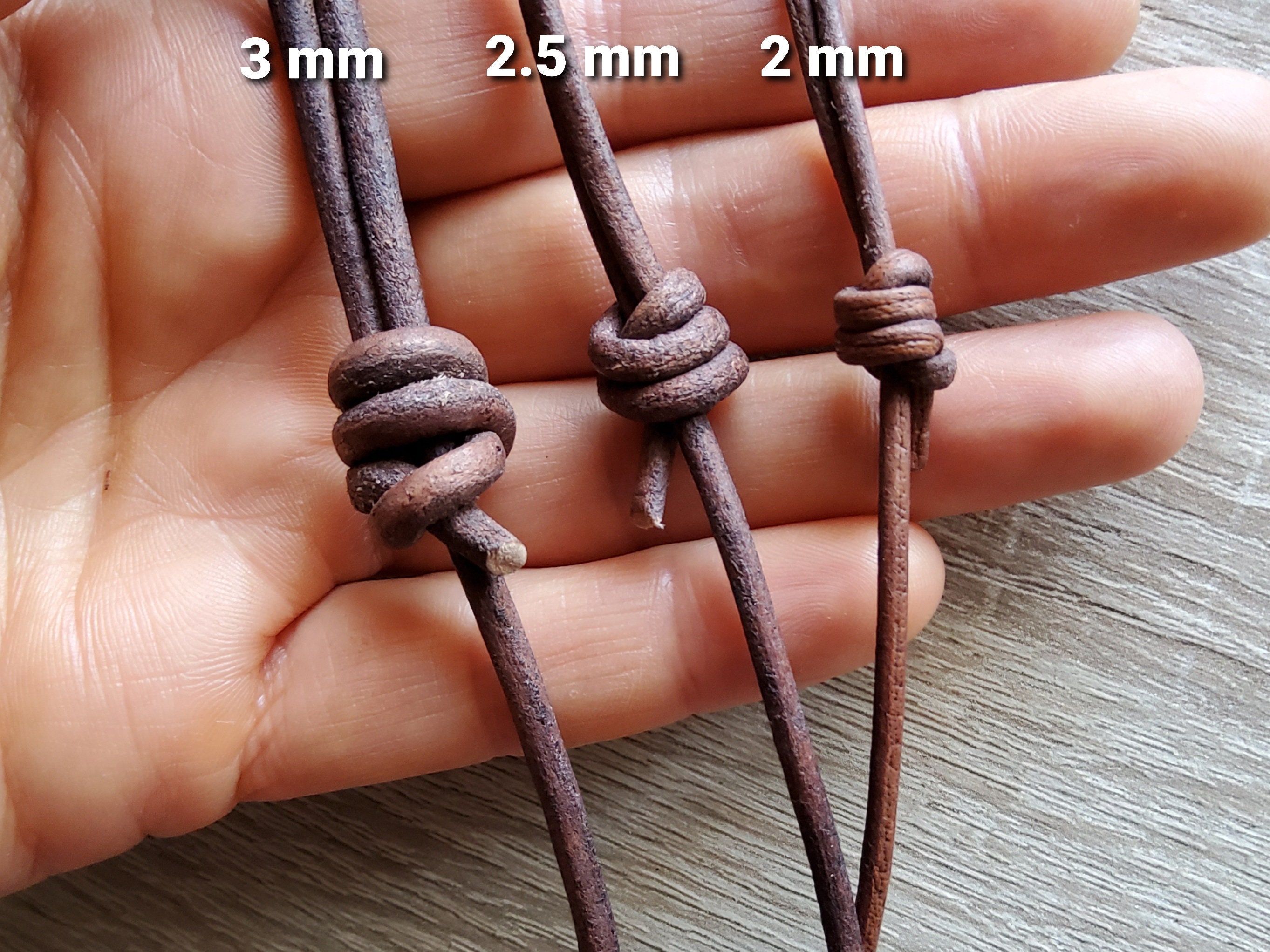 Collar de cordón de cuero 2 mm 2,5 mm 3 mm Nudos deslizantes