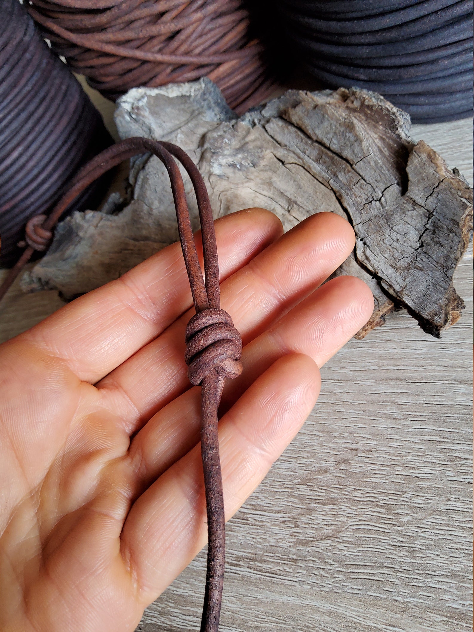 Leather Cord Necklace 3 mm Mens Sliding knots adjustable thick Etsy