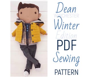PDF 22 Inch Boy Doll 'Dean Winchester' + Clothing & Accessories Sewing Pattern | Step by Step Photo Tutorial | Instant Digital Download