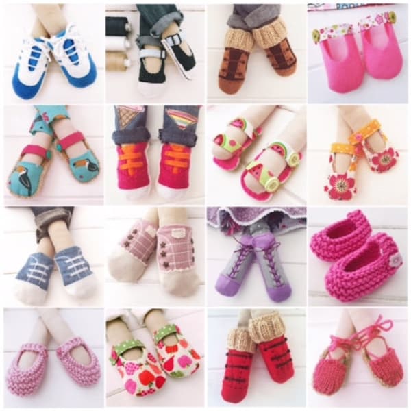 Dress Up Cloth Doll Bumper Shoe Pattern Bundle For Straight Leg Fabric Dolls PDF Sewing Pattern & Photo Tutorial Digital Download