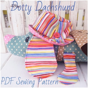 PDF Puppe Dackel mit 8 Kleidungsstücken & Accessoires Schnittmuster | Schritt für Schritt Foto-Anleitung | Sofortiger digitaler Download