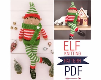 Hand Knitted Toy Christmas Elf Doll PDF Knitting Pattern & Photo Tutorial Digital Download