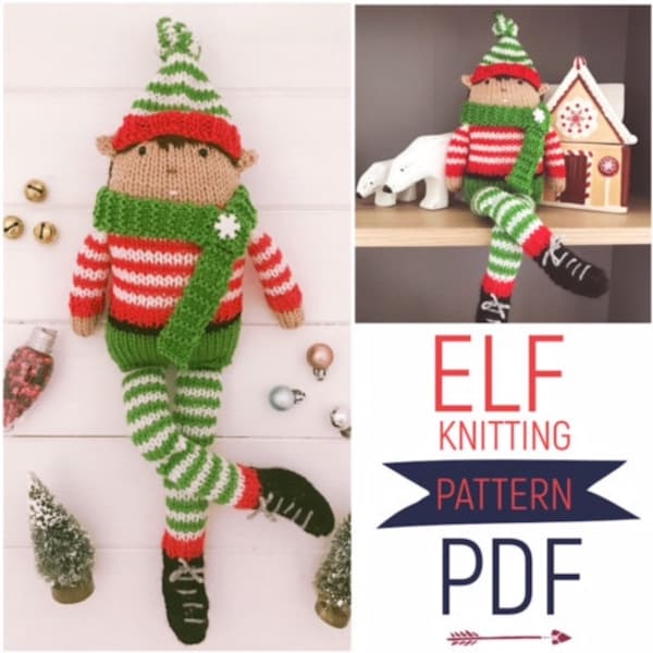 Hand Knitted Toy Christmas Elf Doll PDF Knitting Pattern & Photo Tutorial Digital Download