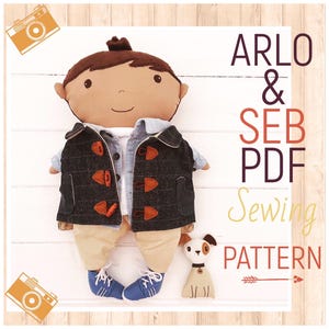 PDF 14 Inch Boy Doll 'Arlo' & Puppy Doll 'Seb' + Clothes Sewing Pattern | Step by Step Photo Tutorial | Instant Digital Download