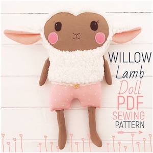 Lamb Cloth Doll &#39;Willow&#39; PDF Sewing Pattern and Photo Tutorial Digital Download
