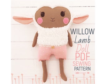 Lamb Cloth Doll 'Willow' PDF Sewing Pattern and Photo Tutorial Digital Download