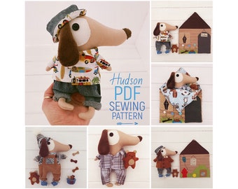 Dress Up Cloth Puppy Dog Mini Doll with Clothes & Accessories Plus Kennel House PDF Sewing Pattern and Photo Tutorial Digital Download