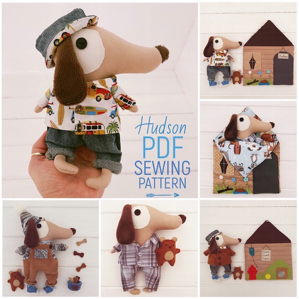 Dress Up Cloth Puppy Dog Mini Doll with Clothes & Accessories Plus Kennel House PDF Sewing Pattern and Photo Tutorial Digital Download