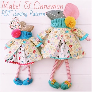 PDF Mouse Dolls Mother & Daughter 'Mabel and Cinnamon' + Clothes and Accessories Sewing Pattern | Photo Tutorial | Instant Digital Download