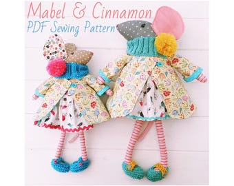 PDF Maus Mutter & Tochter 'Mabel und Cinnamon' + Kleidung und Accessoires Schnittmuster | Foto-Anleitung | Sofortiger digitaler Download