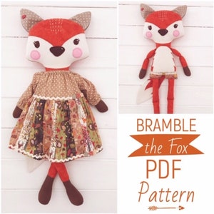 Dress Up Cloth Fox Doll 'Bramble' with Panel Dress PDF Sewing Pattern & Photo Tutorial Digital Download