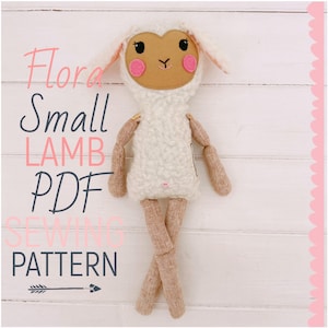 PDF Small Lamb Doll 'Flora-Mae Hawthorn' Sewing Pattern | Step by Step Photo Tutorial | Instant Digital Download