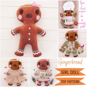 Gingerbread Girl Dress Up Cloth Doll with Christmas Doll Clothes & Accessories PDF Sewing Pattern and Photo Tutorial Digital Download