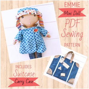 PDF Mini Doll 'Emmie' + Clothes, Accessories & Travel Suitcase Sewing Pattern | Step by Step Photo Tutorial | Instant Digital Download