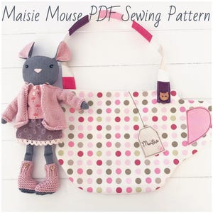 Muñeca ratoncita "Maisie" de 30 cm (PDF) + Ropa, accesorios y patrón de costura para casita de té / Tutorial fotográfico / Descarga digital instantánea