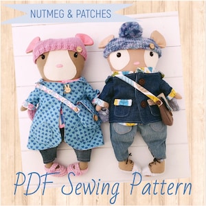 PDF Guinea Pig Dolls 'Nutmeg & Patches' + Clothes and Hutch Carry Case Sewing Pattern | Photo Tutorial | Instant Digital Download