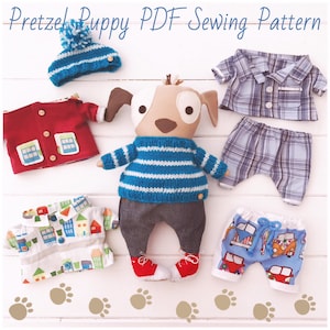 Dog Cloth Doll 'Pretzel' with Clothes & Accessories PDF Sewing Pattern and Photo Tutorial Digital Download