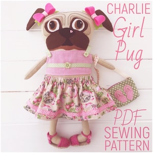 PDF Mops 'Charlie' Mädchen + Kleidung & Accessoires Schnittmuster | Schritt für Schritt Foto-Anleitung | Sofortiger digitaler Download