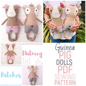 Guinea Pig Cloth Dolls &#39;Nutmeg & Patches&#39; PDF Sewing Pattern and Photo Tutorial