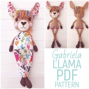 Dress Up Cloth Llama Doll 'Gabriela' with Playsuit PDF Sewing Pattern & Photo Tutorial Digital Download