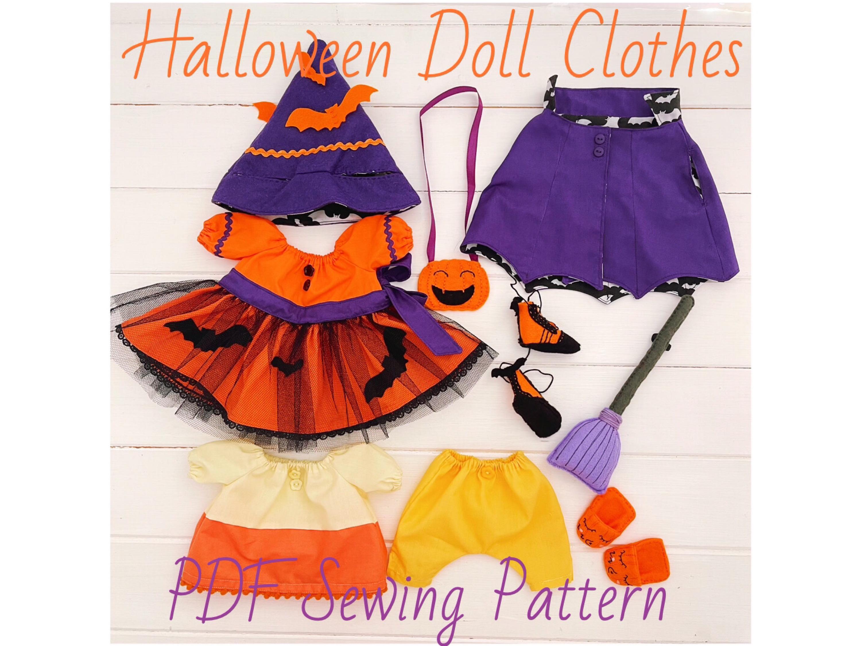 Halloween Cloth Doll Clothing & Accessories PDF Sewing Pattern and Photo Tutorial Digital Download