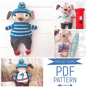Dress Up Cloth Dog Doll &#39;Pretzel&#39; with Seaside Inspired Doll Clothes & Accessories PDF Sewing Pattern and Photo Tutorial Digital Download