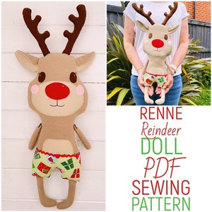 Reindeer Cloth Doll &#39;Renne&#39; PDF Sewing Pattern and Photo Tutorial