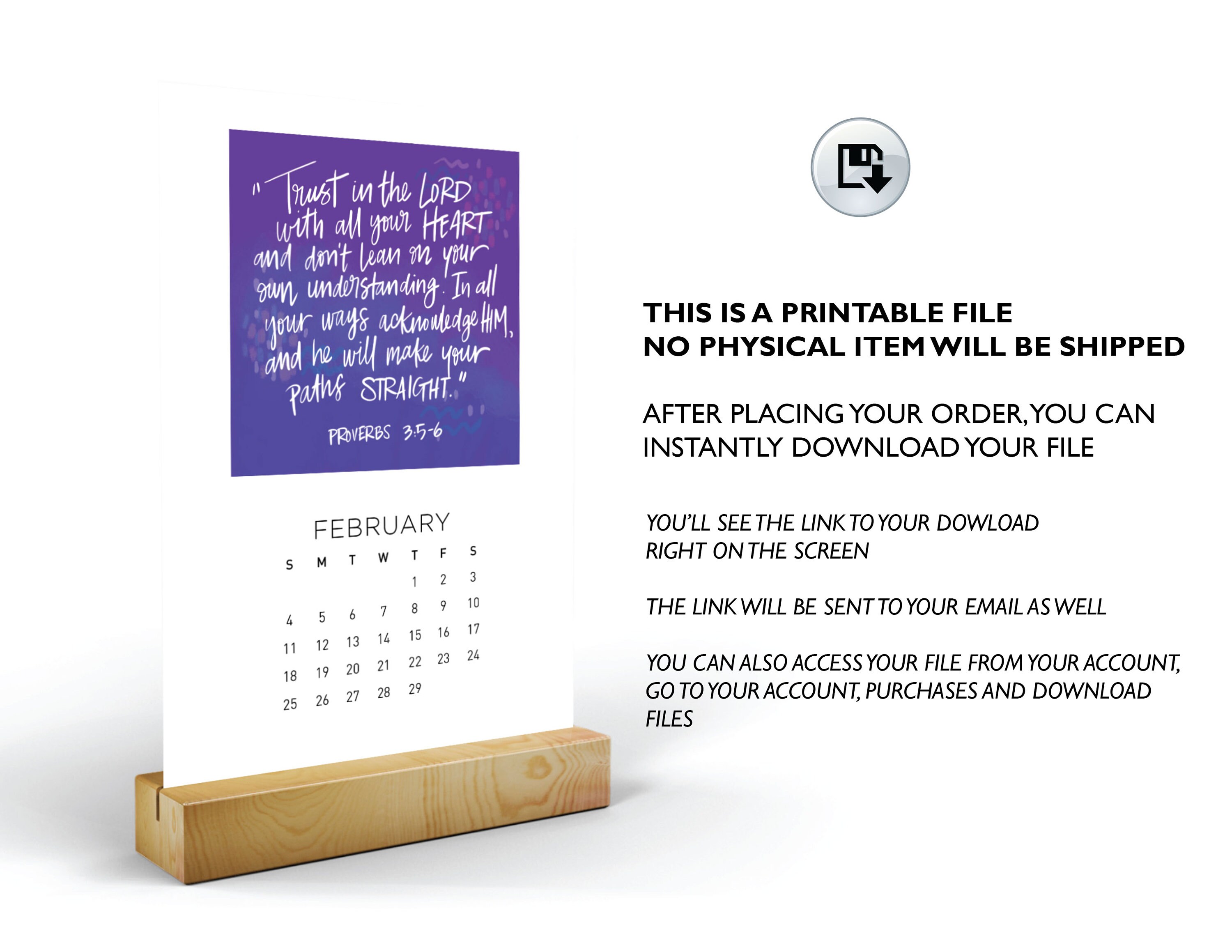 5 X 7 In. Printable 2024 Calendar Postcard Handletter Illustration ...