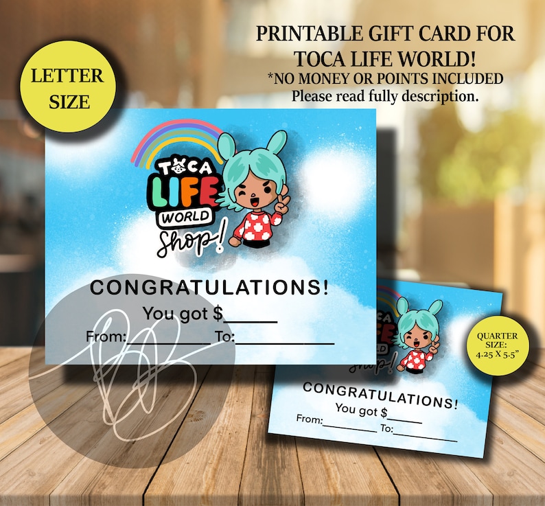 Toca Life World Gift Card Printable Toca Boca Life Gift Card - Etsy