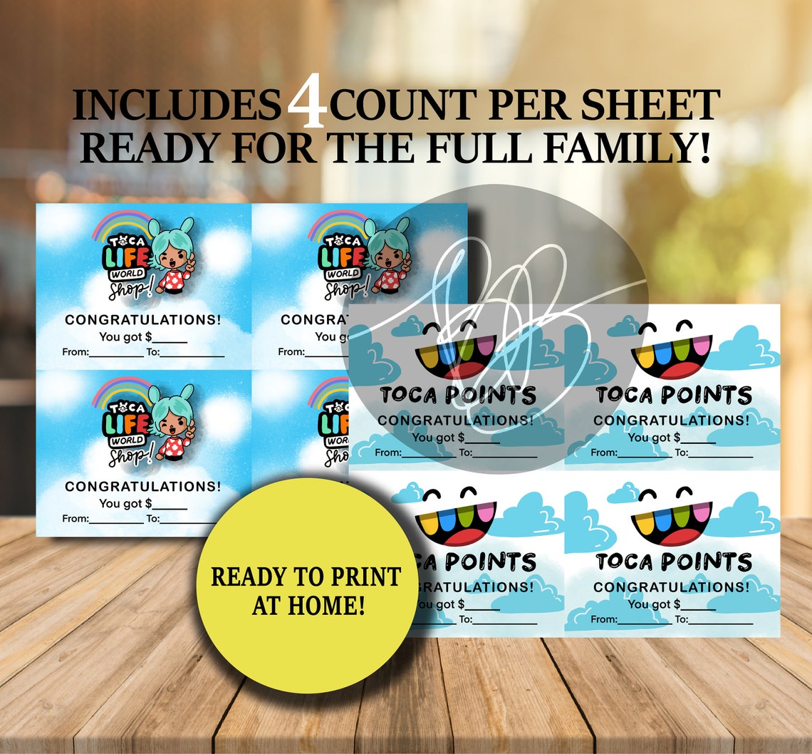 Toca Life World Gift Card Printable Toca Boca Life Gift Card Etsy Canada