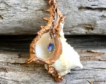 conch shell necklace, seashell pendant, mermaid amulet, botanical jewelry, unique gift, murex shell jewelry, Mothers Day gift