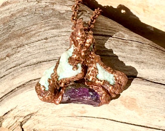 Purple Amethyst necklace, Raw crystal pendent, Mystical jewelry, amethyst pendant, healing stone, sea witch jewelry,