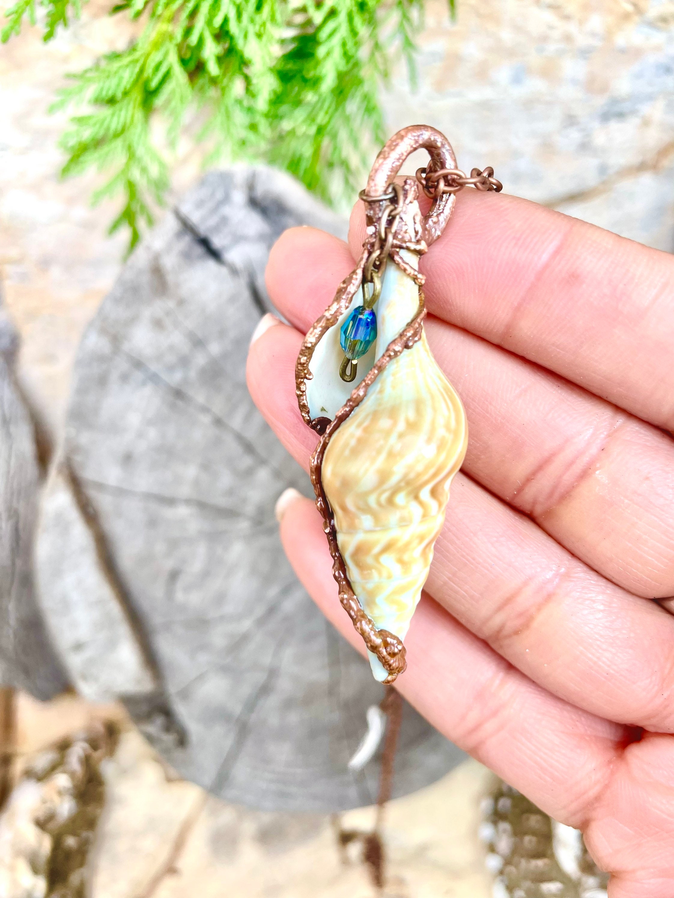 Conch Shell Necklace For Women - Seashell Pendant On Leather Cord, Adjustable Layered Boho Necklace, Halloween & Costume Accessory - View #13