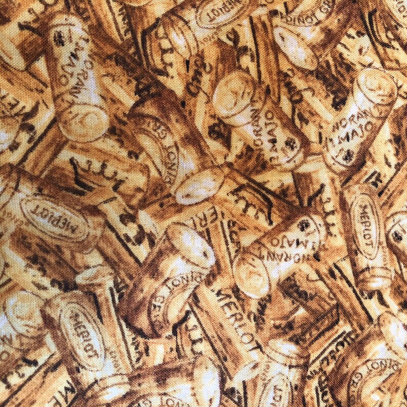 Wine Corks Fabric Cotton FQ's Of Gold & Brown Designer Etsy