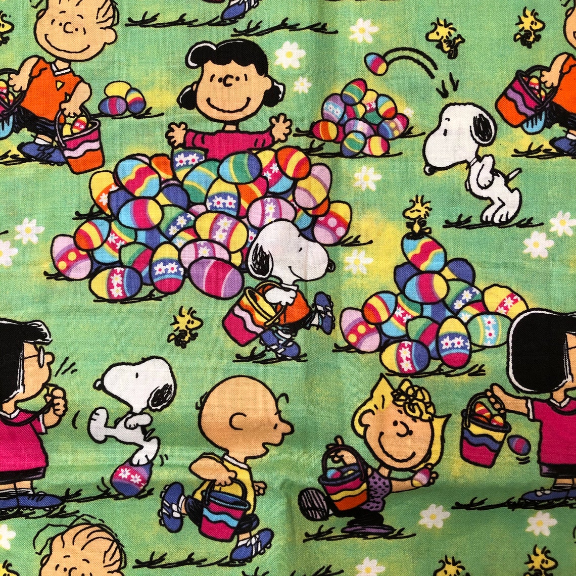 Peanuts Easter Fabrics FQs Green MultiColored Mix Etsy